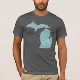 I Kärlek Michigan Blue Grått T Shirt