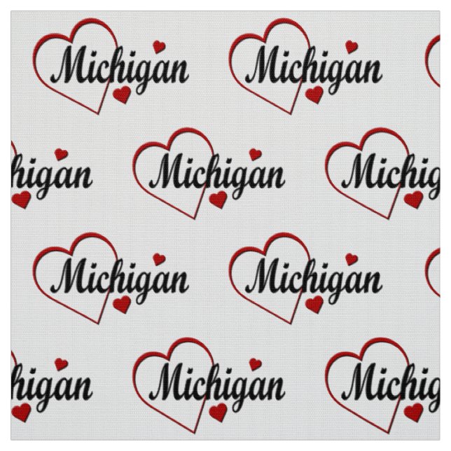 I Kärlek Michigan Hearts Tyg (Provkarta)