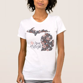 I Kärlek Michigan med Blommigt fyllning T Shirt