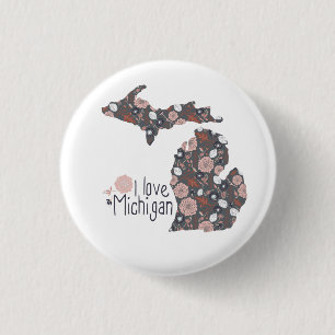I Kärlek Michigan Playfull Blommigt Rosa Brown Bla Knapp