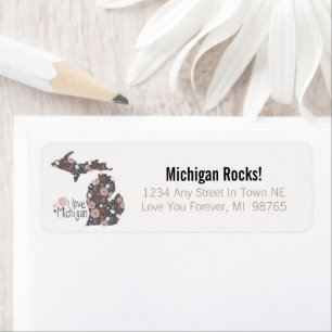 I Kärlek Michigan Playfull Blommigt Rosa Brown Bla Returadress Etikett