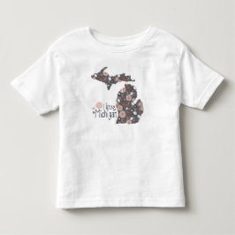 I Kärlek Michigan Playfull Blommigt Rosa Brown Bla T Shirt