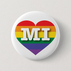 I Kärlek Michigan Rainbow Heart Knapp