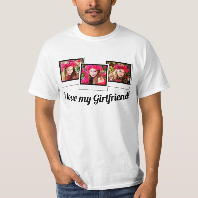 I Kärlek min 3-foto-montkollage för flickvän T Shirt (Framsida)