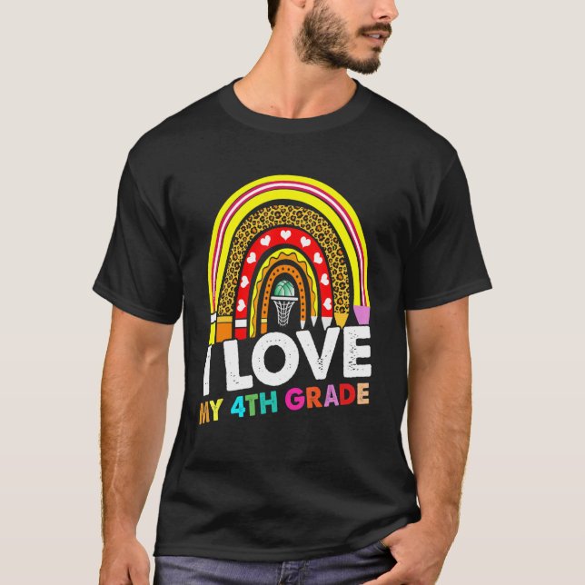 I kärlek min 4:e graders lärarbasketboll första da t shirt (Framsida)