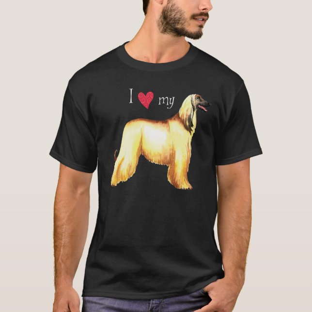 I Kärlek min afghanske Hound Tee Shirt (Framsida)