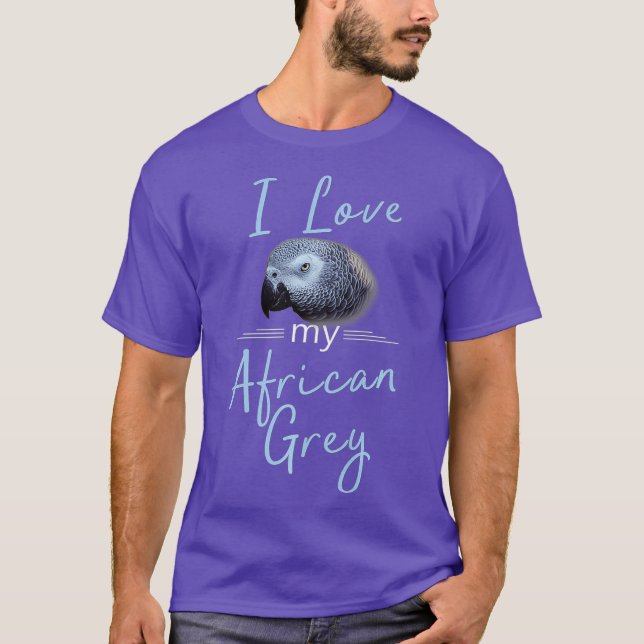 I Kärlek min afrikanska Grått Parrot Pet Bird T Shirt (Framsida)
