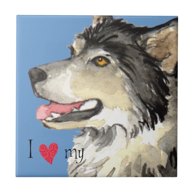 I Kärlek min Alaska Malemute Kakelplatta (Framsidan)