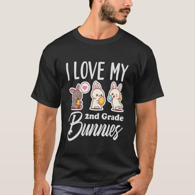 I Kärlek Min andra Klass-bunnies Cute Second Klass T Shirt (Framsida)