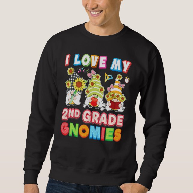 I Kärlek Min andra Klass Gnomies Second Kid Studen Lång Ärmad Tröja (Framsida)