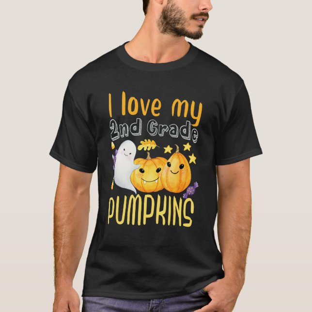 I Kärlek Min andra Klass Pumpkins Funny Teacher Ha T Shirt (Framsida)
