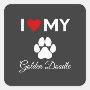 I kärlek min anpassningsbar av Golden Doodle-hund Fyrkantigt Klistermärke