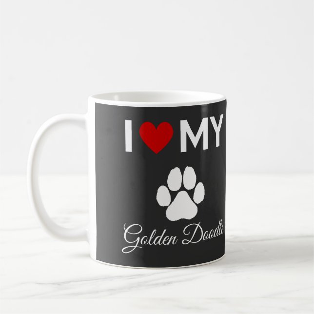 I kärlek min anpassningsbar av Golden Doodle-hund Kaffemugg (Vänster)