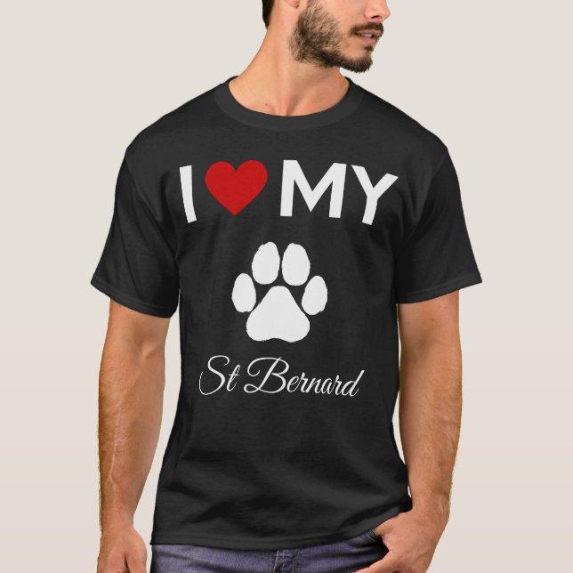 I kärlek min anpassningsbar av hund St Bernard T Shirt (Framsida)