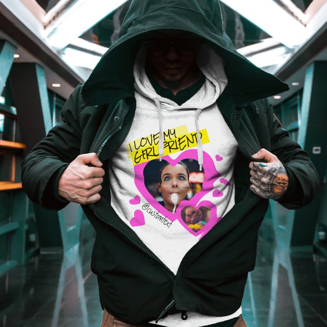 I kärlek, min anpassningsbar för flickvän, fototex hoodie (Skapare uppladdad)