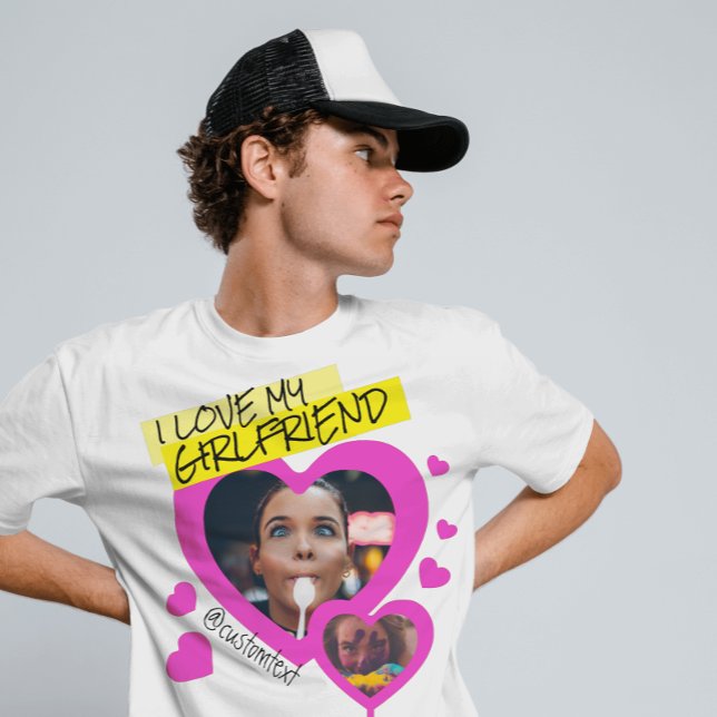I kärlek, min anpassningsbar för flickvän, fototex t shirt (Skapare uppladdad)