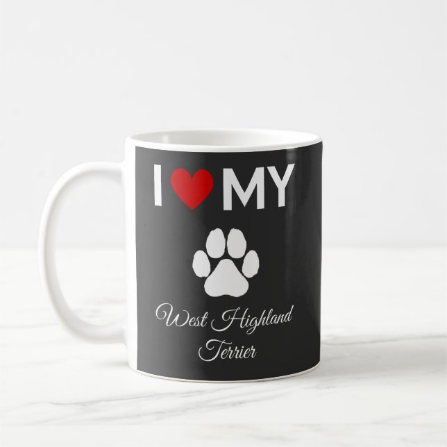 I kärlek, min anpassningsbar för hund för höglands kaffemugg (Vänster)