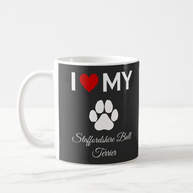 I kärlek min anpassningsbar för hund "Stafford Bul Kaffemugg (Vänster)