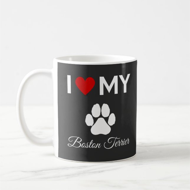 I kärlek, min anpassningsbar i Boston Terrier hund Kaffemugg (Vänster)