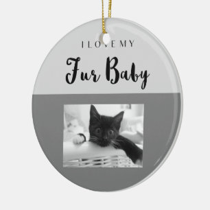 I Kärlek min Anpassningsbar Päls Baby med två foto Julgransprydnad Keramik