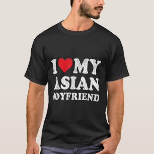 I Kärlek Min asiatiska boyvän Funny Girlvän Valent T Shirt