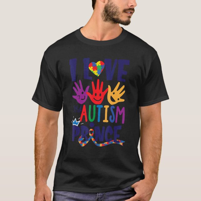 I Kärlek min autism Prince Autism Mamma T Shirt (Framsida)