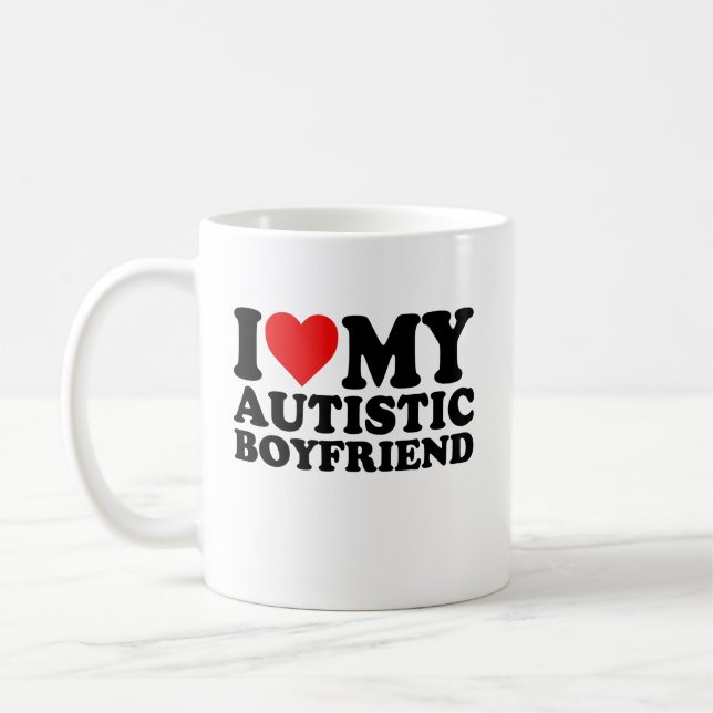 I Kärlek Min Autistic Boykompis Kaffemugg (Vänster)