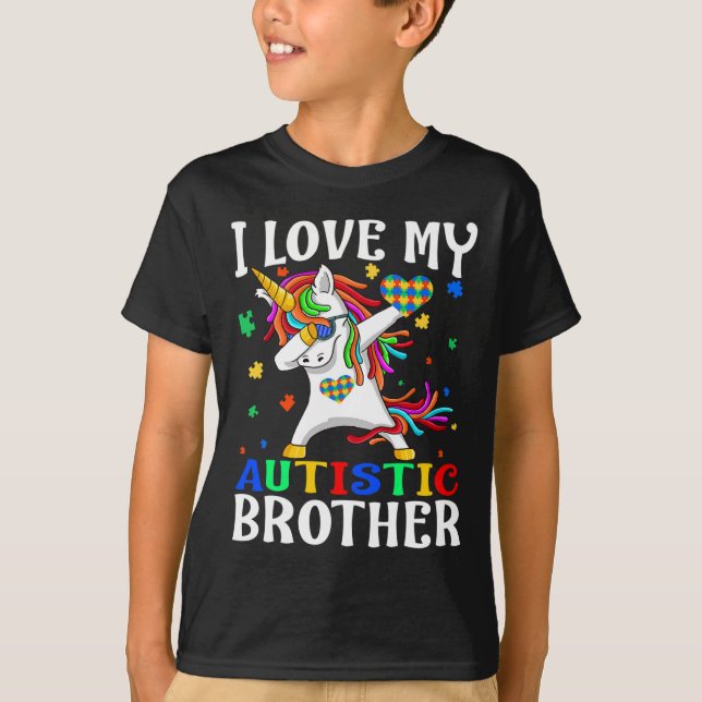 I Kärlek min autistiska broder Autism Awareness Da T Shirt (Framsida)