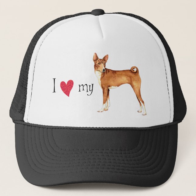 I Kärlek min Basenji Truckerkeps (Framsida)
