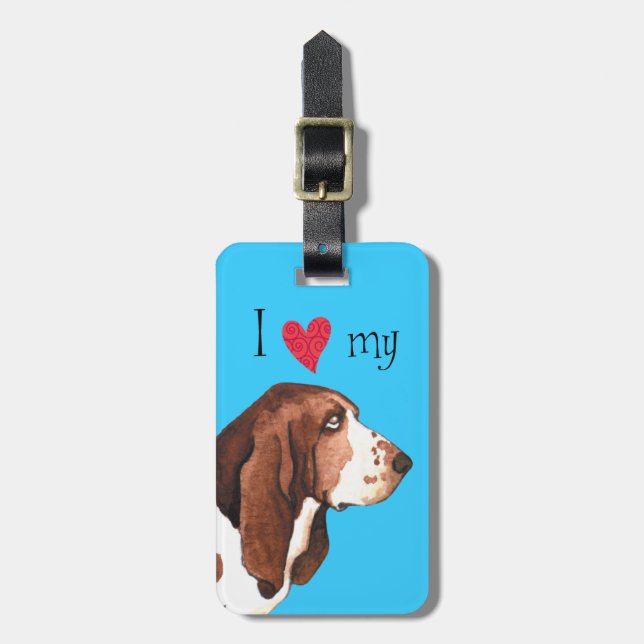 I Kärlek min Basset Hound Bagagebricka (Vertikal Framsida)