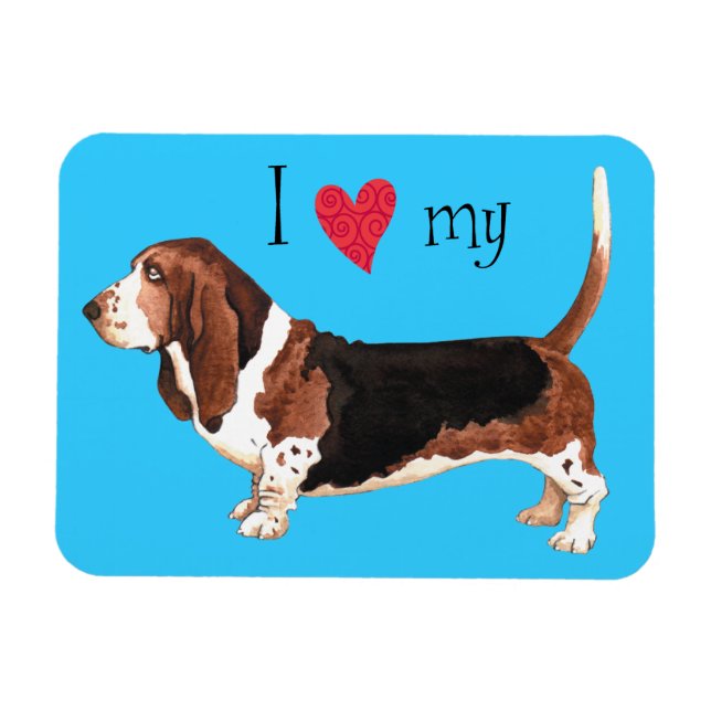 I Kärlek min Basset Hound Magnet (Horisontell)