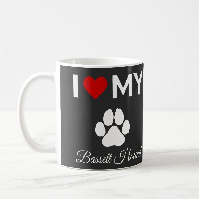 I kärlek min Bassett Hound hund anpassningsbar tex Kaffemugg (Vänster)