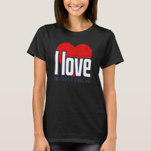 I Kärlek min bästa vän Retro Big Heart Matching Fr T Shirt