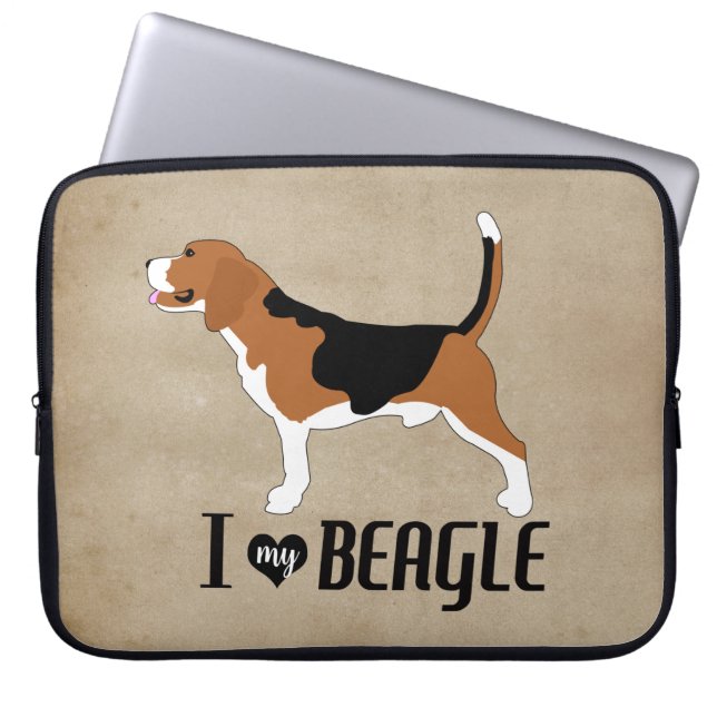 I Kärlek min Beagle Rustic Laptop Fodral (Framsidan)