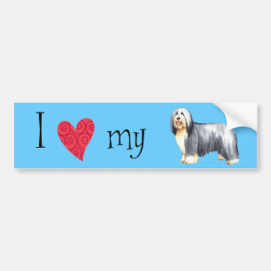 I Kärlek min Bearded Collie Bildekal