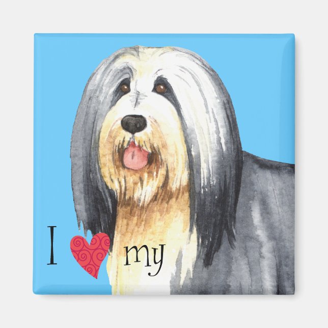 I Kärlek min Bearded Collie Magnet (Framsidan)
