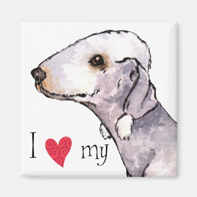 I Kärlek min Bedlington Terrier Magnet (Framsidan)
