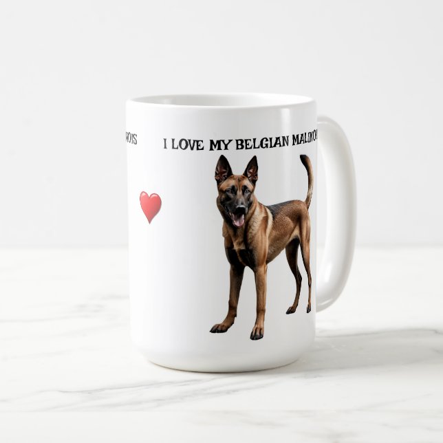 I Kärlek Min belgiska Malinois Kaffemugg (Framsida höger)