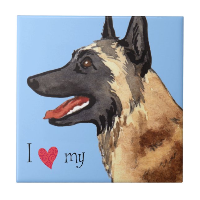 I Kärlek min belgiska Malinois Kakelplatta (Framsidan)
