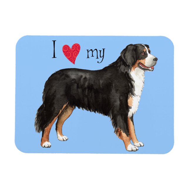 I Kärlek min Bernese Mountain Hund Magnet (Horisontell)