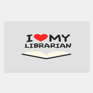 I kärlek min bibliotekarie rektangulärt klistermärke