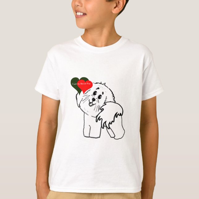 I kärlek min Bichon Frise Hund-tillbehör T-shirt (Framsida)