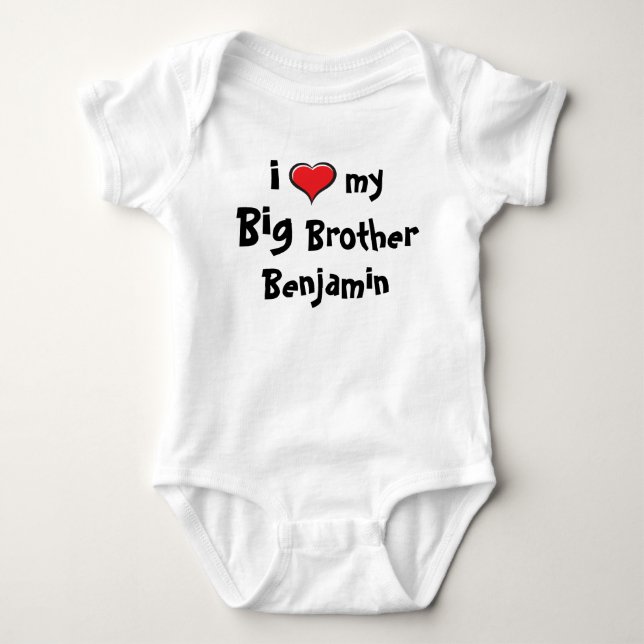 i Kärlek min Big Brother Personlig Baby Bodykostym T Shirt (Framsida)