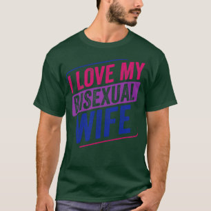 I Kärlek min bisexuella fru Bi Pride Bisexual Flag T Shirt