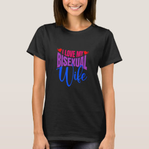 I Kärlek min bisexuella fru Bi Pride Bisexual Flag T Shirt