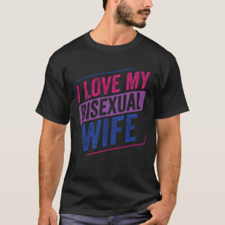 I Kärlek min bisexuella fru Bi Pride Bisexual Flag T Shirt