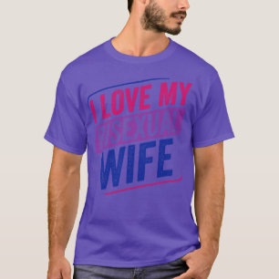 I Kärlek min bisexuella fru Bi Pride Bisexual Flag T Shirt
