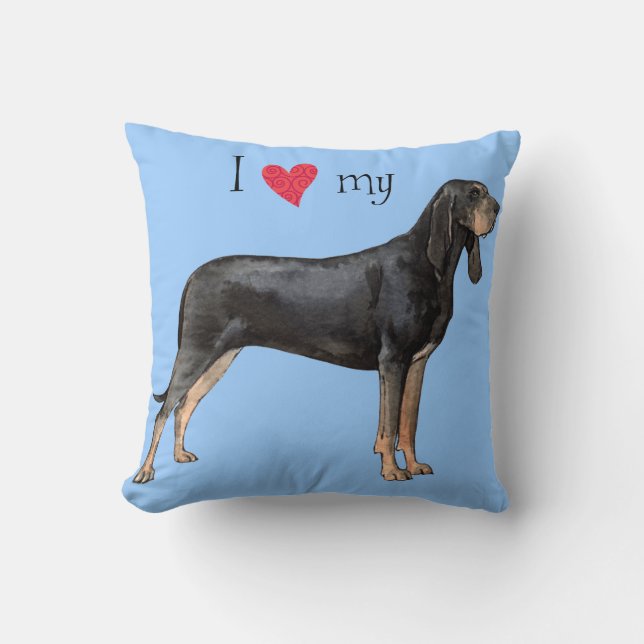 I Kärlek min Black och Tan Coonhound Kudde (Framsida)