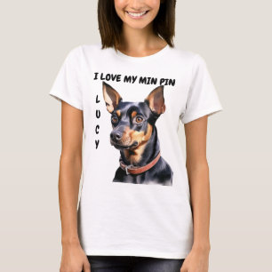I KÄRLEK MIN BLACK & TAN MINIATURE PINCHER HUND T SHIRT