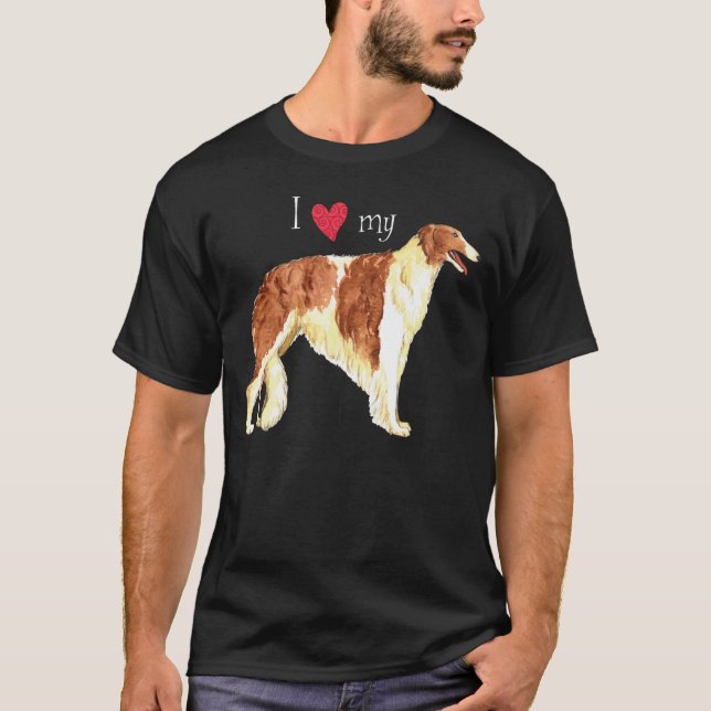 I Kärlek min Borzoi T-shirt (Framsida)